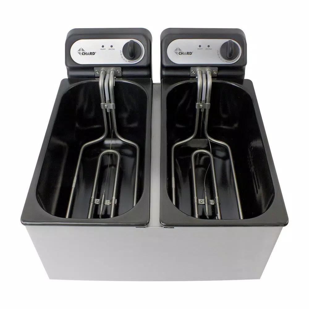 Chard Double Deep Fryer, 6L Capacity, Dual 1500W Tanks with 2 Baskets