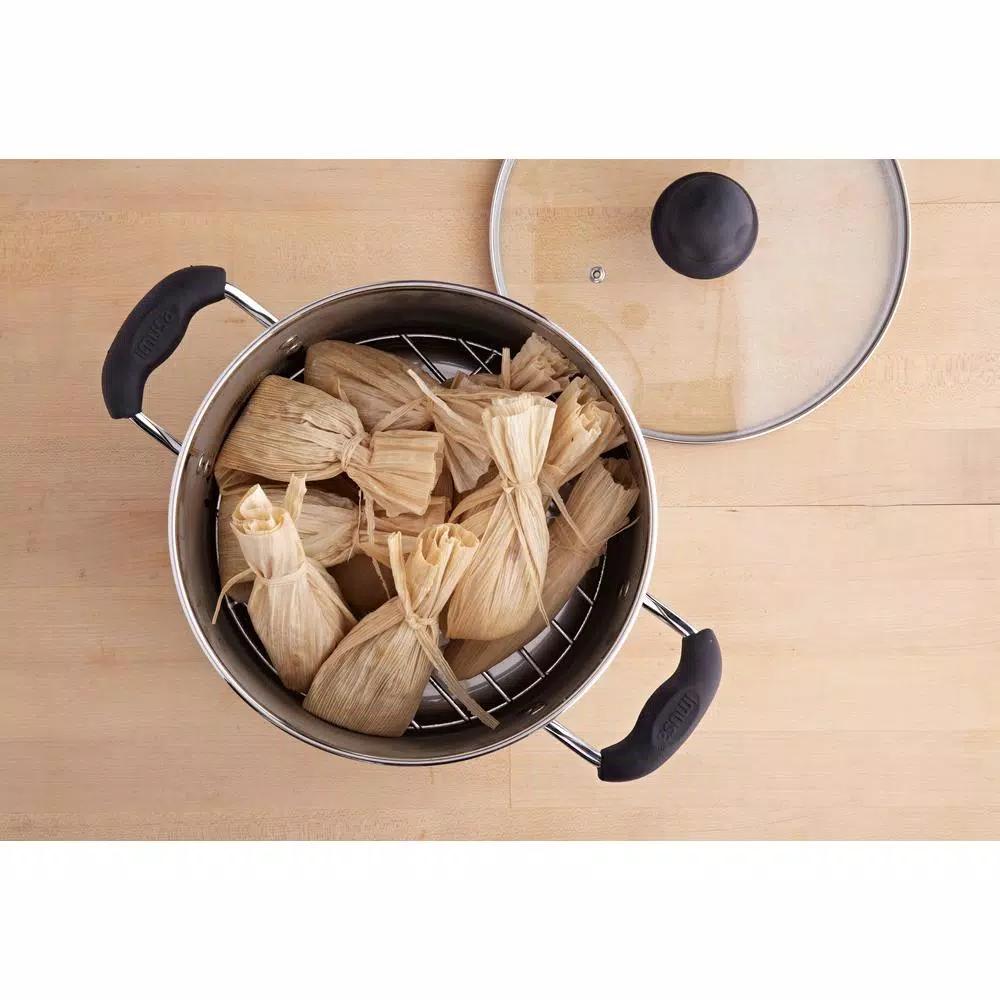 IMUSA 8 Qt. Aluminum Stovetop Steamer with Tempered Glass Lid