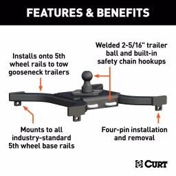 CURT Spyder CURT 5th Wheel Rail Gooseneck Hitch - 2-5/16" Ball thumbnail 8