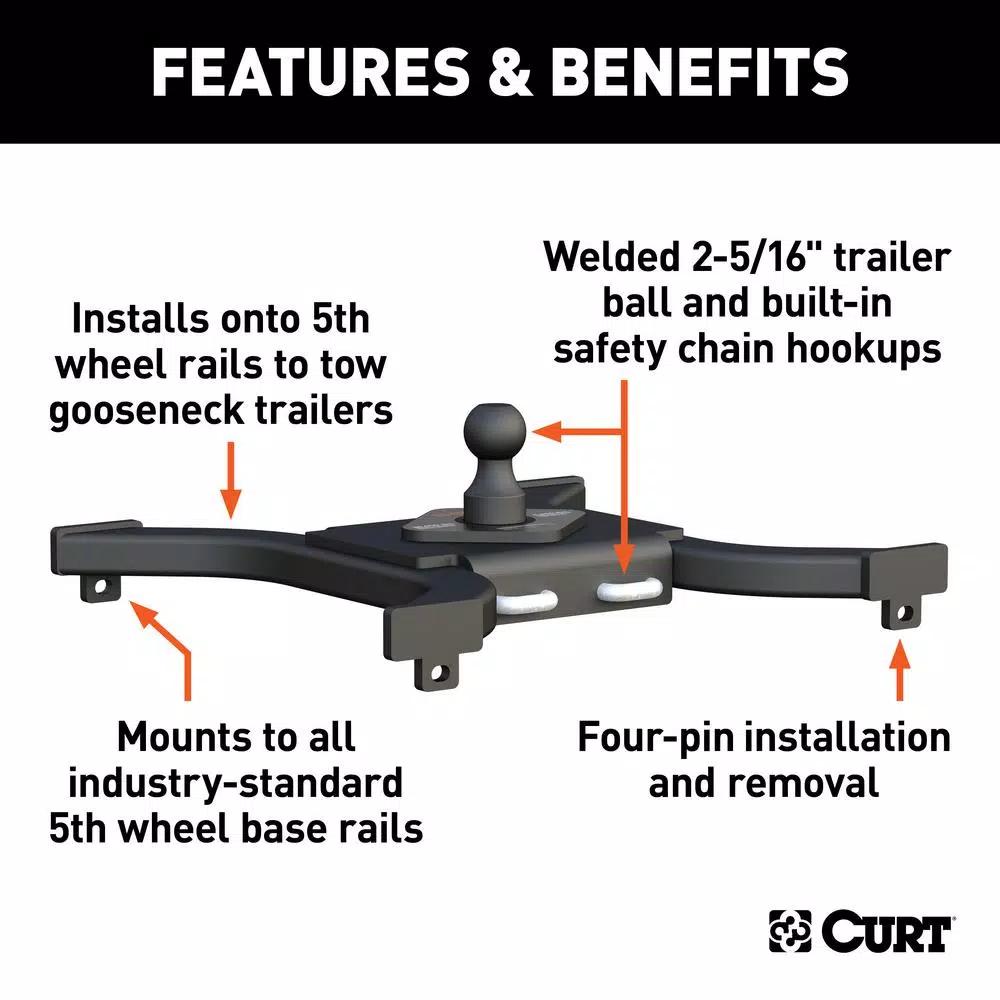 CURT Spyder CURT 5th Wheel Rail Gooseneck Hitch - 2-5/16" Ball
