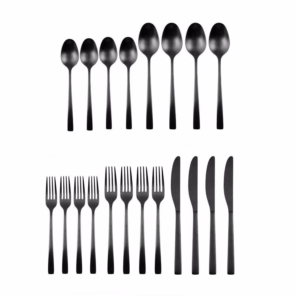 Fiesta Spark Black Satin 18/0 Stainless Steel 20-Piece Flatware Set, Service for 4