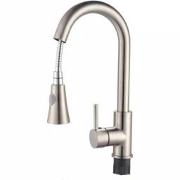 Vanity Art Brushed Nickel Single-Handle Pull-Down Kitchen Faucet with 360 Degree Swivel Spout thumbnail 5