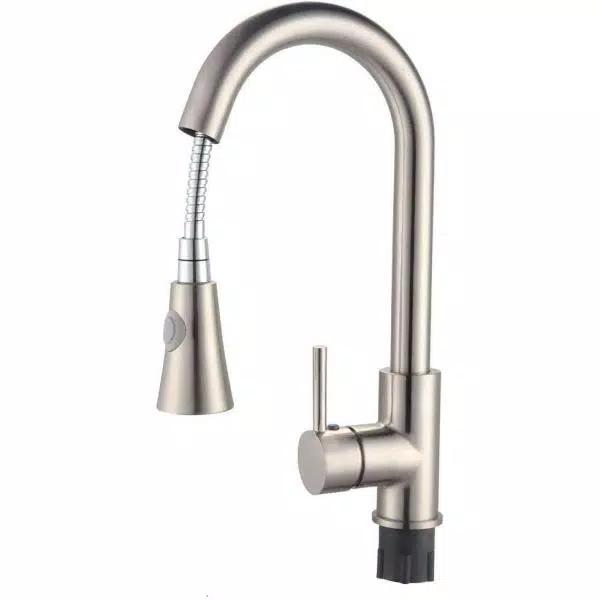 Vanity Art Brushed Nickel Single-Handle Pull-Down Kitchen Faucet with 360 Degree Swivel Spout