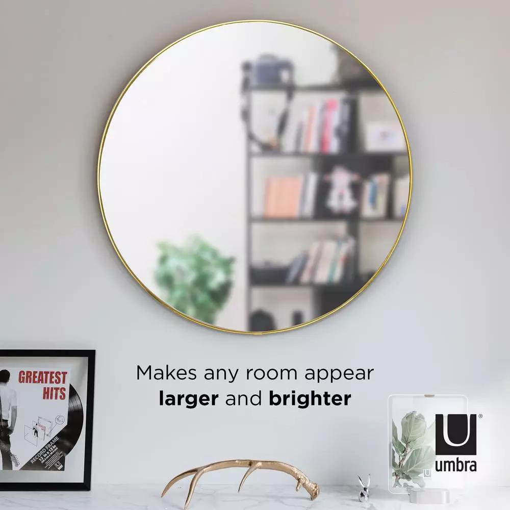 Umbra Hubba 34-inch Round Contemporary Brass Wall Mirror