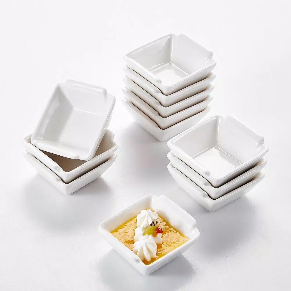 MALACASA 2.5 in. White Porcelain Ramekins Set of 12, Ceramic Souffle Dishes and Serving Bowls