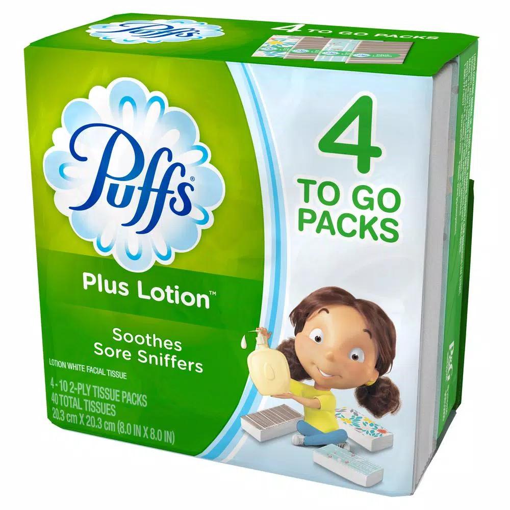 Puffs Plus Lotion 2-Ply Facial Tissue, 10-Count Box (4-Pack, 24 Case)