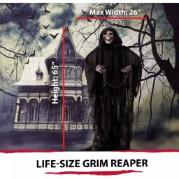 Haunted Hill Farm 5.5 ft. Moaning Grim Reaper Animatronic Halloween Prop thumbnail 6