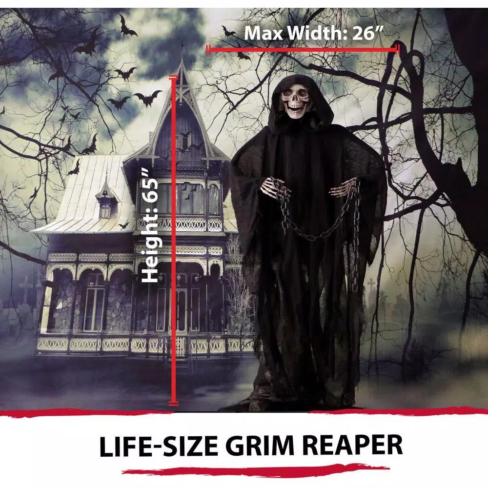 Haunted Hill Farm 5.5 ft. Moaning Grim Reaper Animatronic Halloween Prop