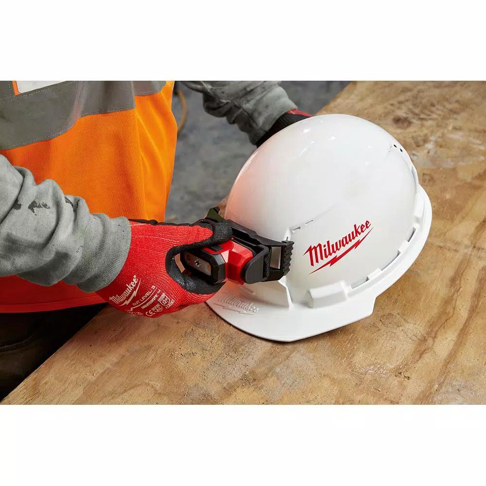 Milwaukee 475 Lumen LED Rechargeable Hard Hat Headlamp & BOLT Vented Hard Hat Combo