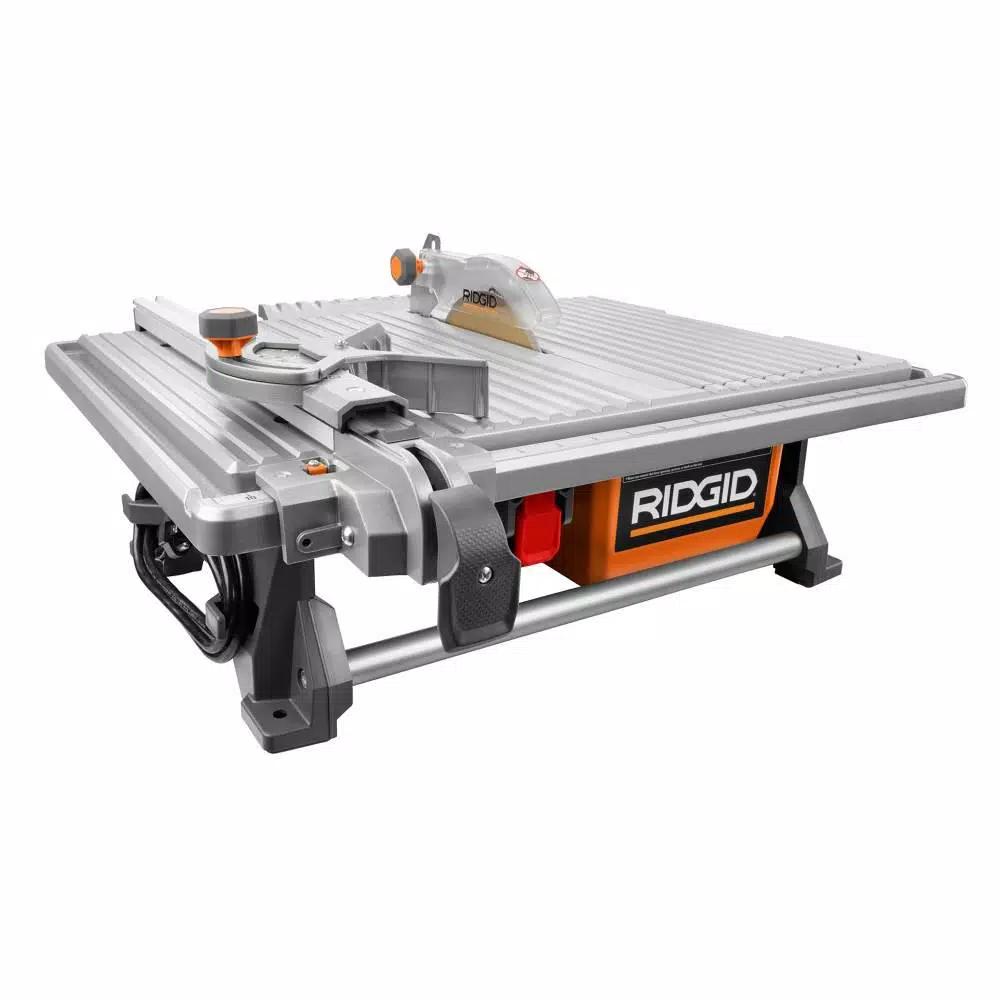 RIDGID 7 in. Table Top Wet Tile Saw, 6.5 Amp, with Bonus Stand and Diamond Blade
