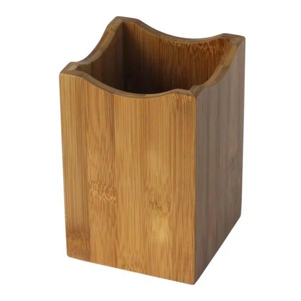 Oceanstar Bamboo Utensil Holder - Eco-Friendly Wavy Edge Kitchen Tool Organizer