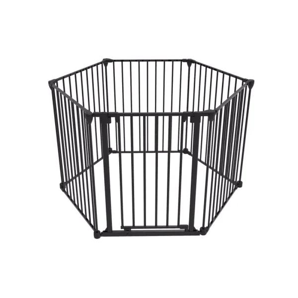Perma Child Safety 30 in. Super Wide 3-in-1 Playpen Barrier, 6-Panel Play Yard & Baby Gate, Black