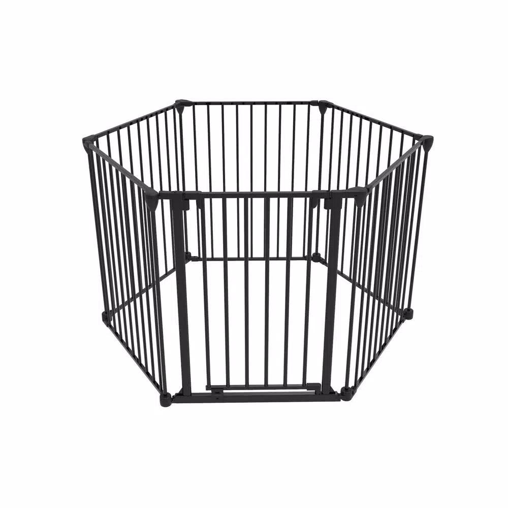 Perma Child Safety 30 in. Super Wide 3-in-1 Playpen Barrier, 6-Panel Play Yard & Baby Gate, Black