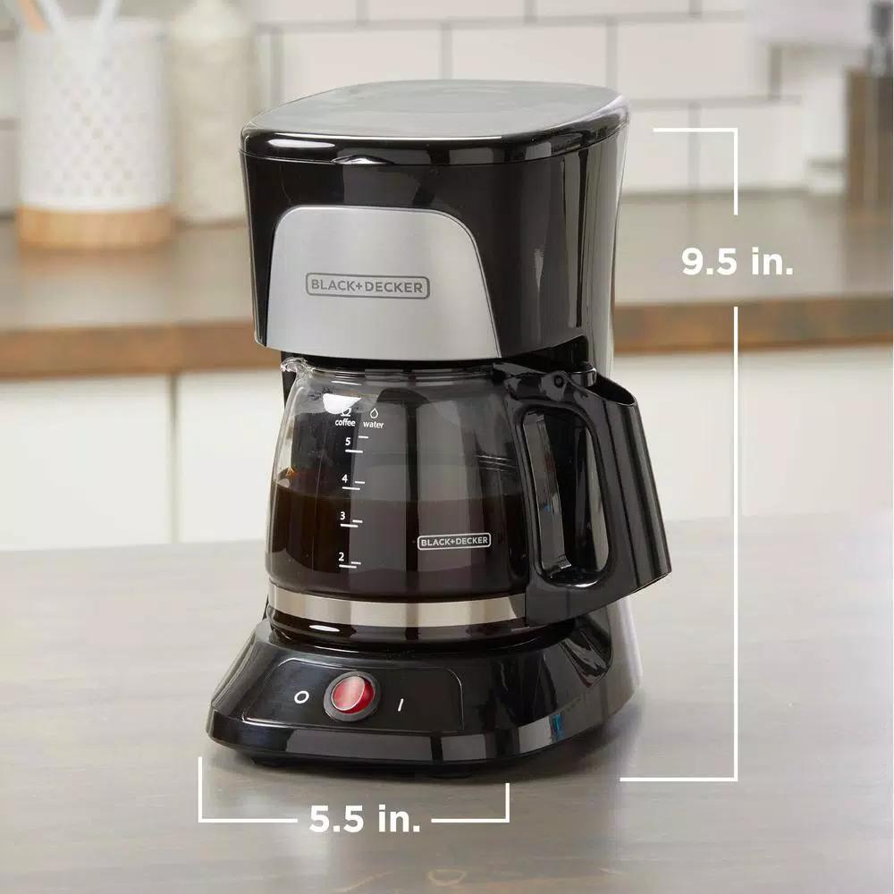 BLACK+DECKER 5-Cup Drip Coffee Maker, Compact Black Coffeemaker