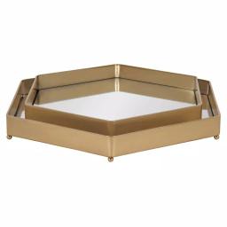 Kate and Laurel Joelyn Gold Metal Decorative Trays, Mid-Century Modern Glam Nesting Set thumbnail 2