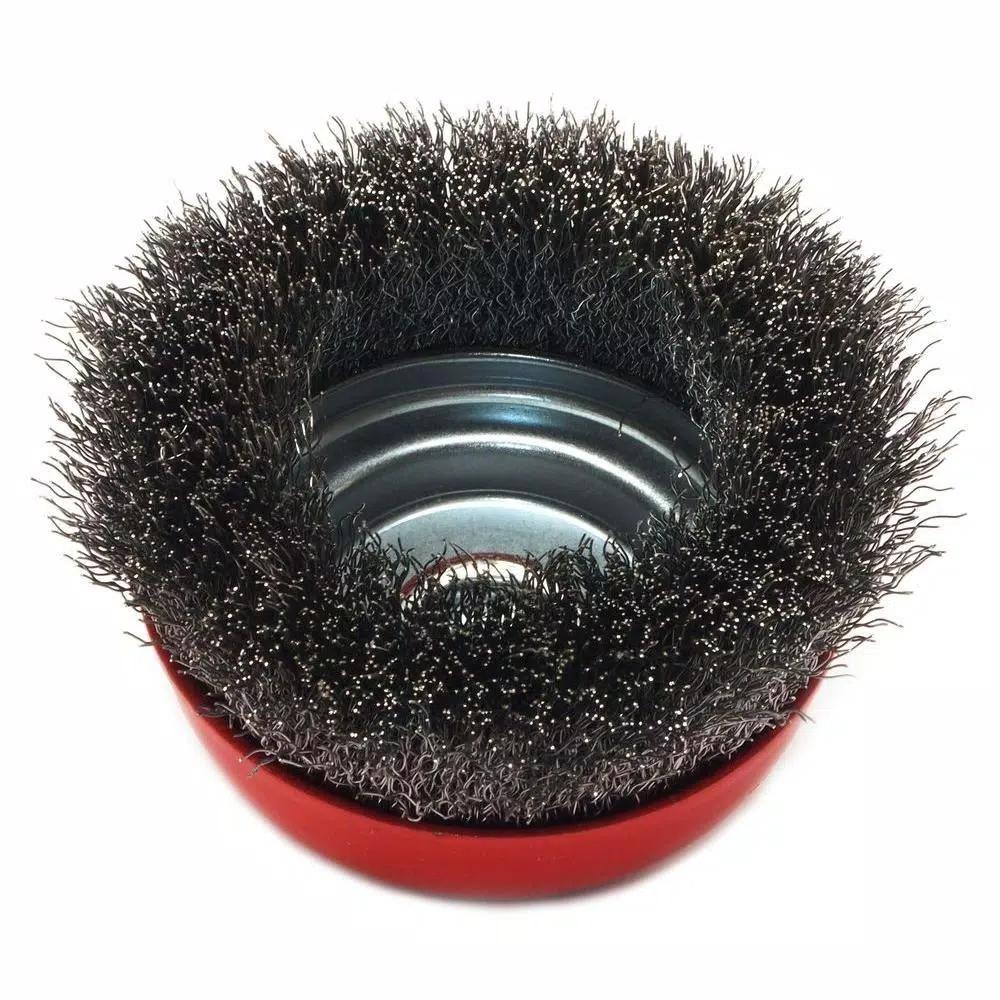 Robtec 3 in. Crimped Steel Wire Cup Brush, 5/8"-11 Threaded Arbor