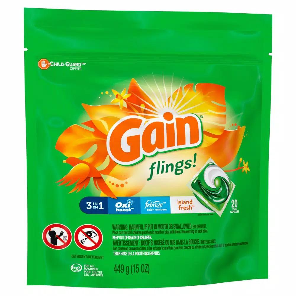 Gain Flings Island Fresh Scent Laundry Detergent Pods, 16-Count (6-Pack)