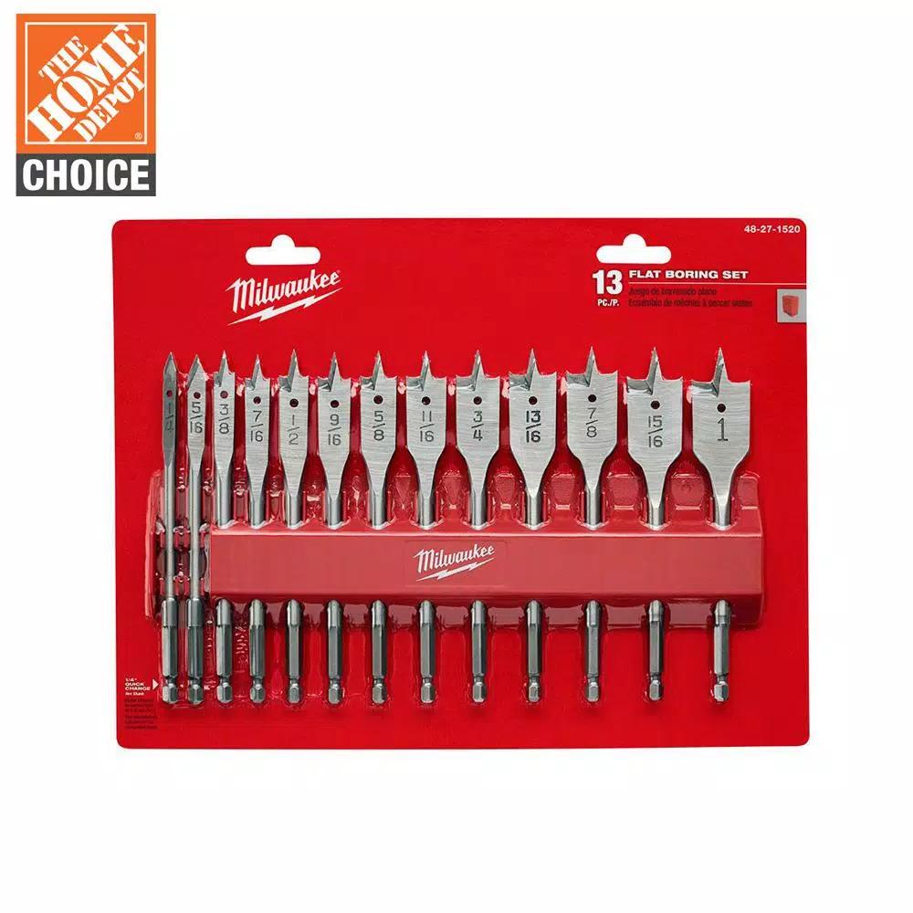 Milwaukee 13-Piece High Speed Wood Spade Bit Set, Heat-Treated Carbon Steel