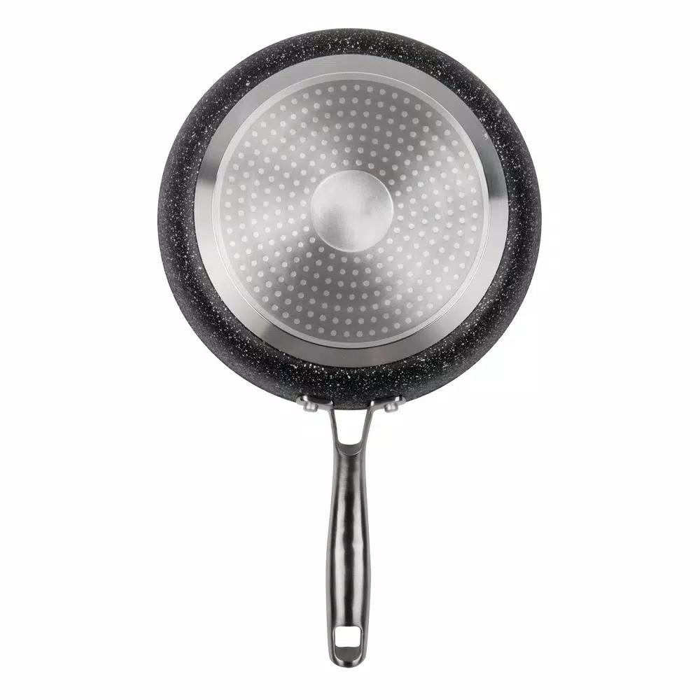 MasterPan Granite Ultra 11 in. Cast Aluminum Nonstick Ceramic Frying Pan, Black Marble