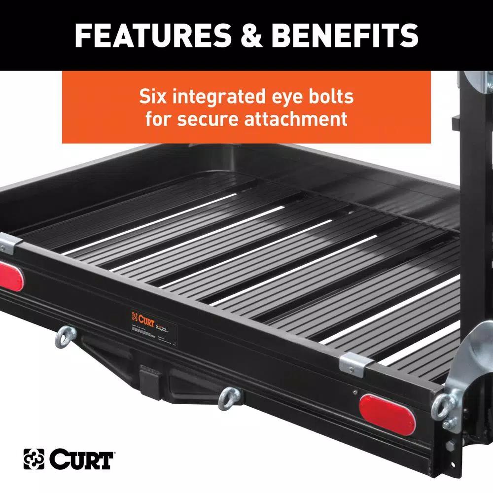 CURT Aluminum Hitch Cargo Carrier with Folding Ramp, 500 lb. Capacity, 2 in. Receiver