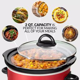 Taco Tuesday 2 Qt. Fiesta Slow Cooker with Variable Heat Control, Red thumbnail 5