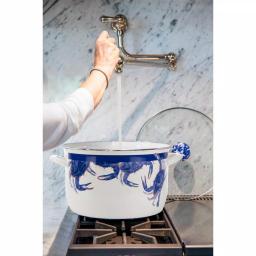 Golden Rabbit Blue Crab 18 qt. Porcelain-Coated Steel Stock Pot Set with Glass Lid and Rack thumbnail 5