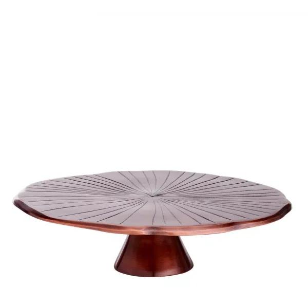 Old Dutch Antique Copper Lily Pad Cake Stand, 12.5 in. Aluminum Dessert Server