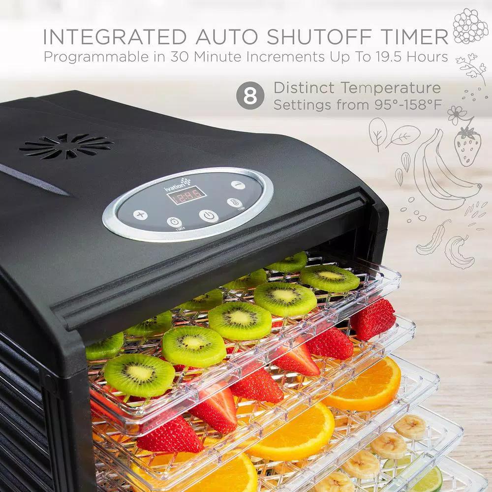 Ivation 6-Tray Digital Food Dehydrator, 480W Countertop Drying Machine with Temperature & Timer Controls