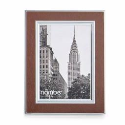 Nambe Novara Metal and Genuine Leather Picture Frame, 8 x 10, Silver thumbnail 1