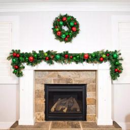Village Lighting Company 24 in. Red and Green Christmas Cheer Artificial Pine Wreath with Ornaments thumbnail 5