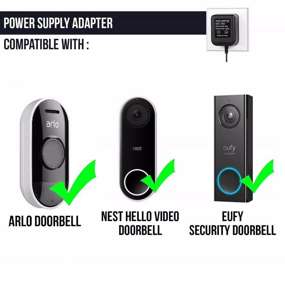 Wasserstein 8.2 ft. Power Supply Adapter for Google Nest Hello, Eufy, and Arlo Video Doorbells