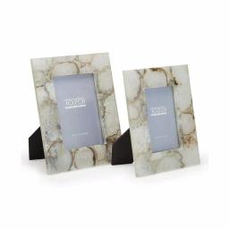Two's Company Natural Grey Agate Picture Frame Set of 2 - 4x6 and 5x7 Sizes - Includes Gift Box thumbnail 1