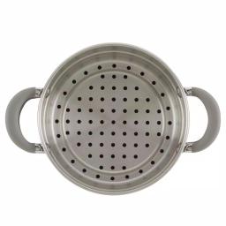 Circulon Elementum 3 Qt. Hard-Anodized Nonstick Covered Multipot with Steamer Insert, Oyster Gray thumbnail 2