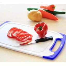 Belwares 3-Piece Plastic Cutting Board Set with Non-Slip Feet and Deep Drip Grooves, Blue thumbnail 5