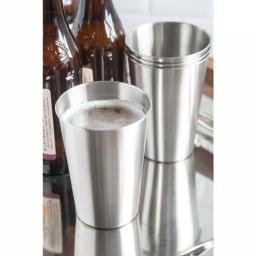 Outset 16 oz. Stainless Steel Beer Cup Set, Set of 4 Reusable Pint Glasses thumbnail 4