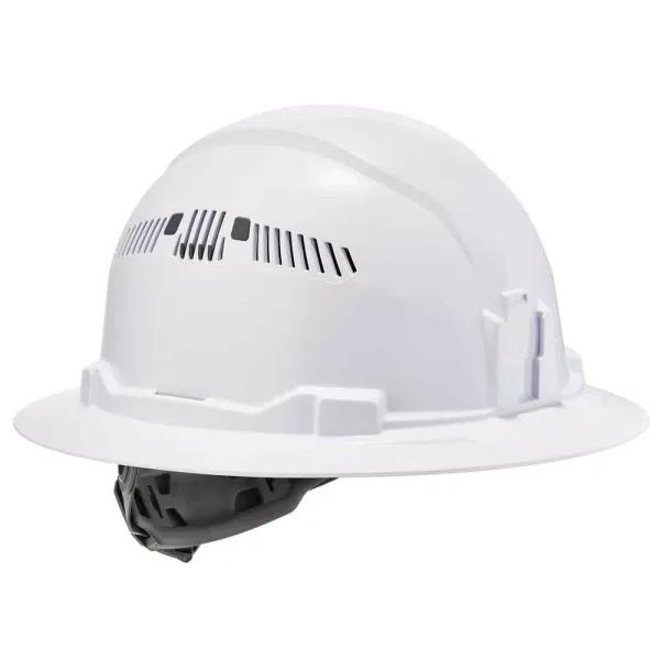 Ergodyne Skullerz 8973 Class C Full Brim Vented Hard Hat with Ratchet Suspension - White