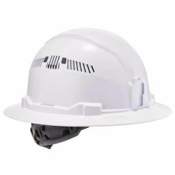 Ergodyne Skullerz 8973 Class C Full Brim Vented Hard Hat with Ratchet Suspension - White thumbnail 1