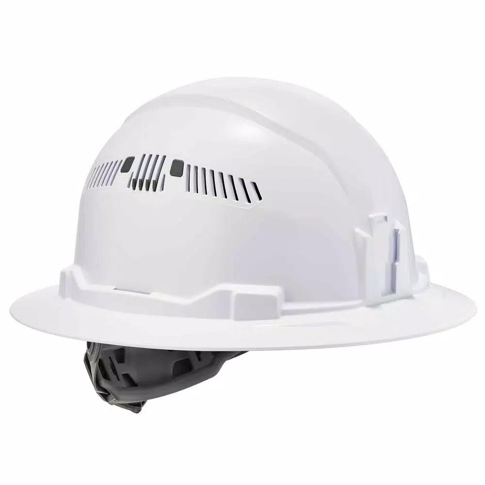 Ergodyne Skullerz 8973 Class C Full Brim Vented Hard Hat with Ratchet Suspension - White