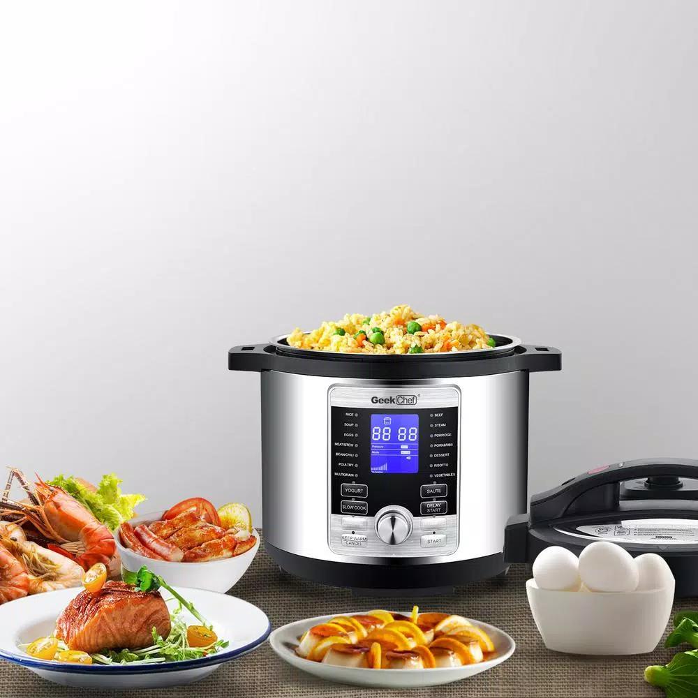 Geek Chef 6 Qt. Stainless Steel Electric Pressure Cooker, 17-in-1 Multi-Function Programmable Cooker