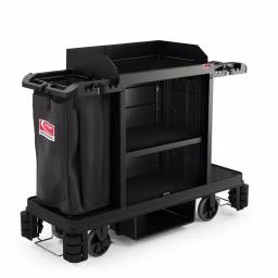 Suncast Commercial Housekeeping Plastic Cleaning Cart with Laundry Bag and Tool Storage thumbnail 1
