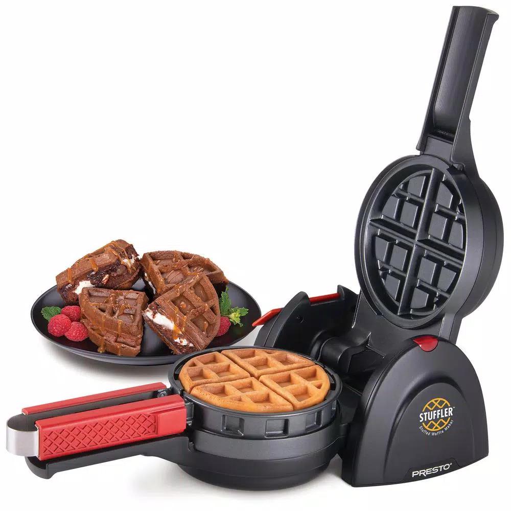 Presto Stuffler 900W Belgian Stuffed Waffle Maker, 5-inch Nonstick Black Waffle Iron