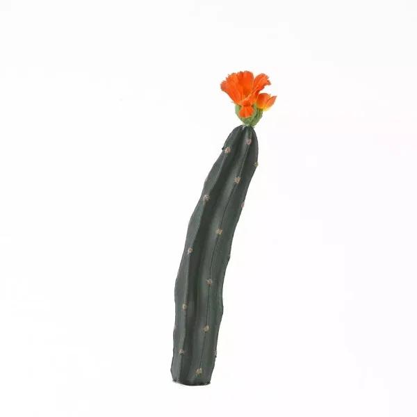 D&W Silks Mini Column Cactus with Orange Bloom, Set of 3