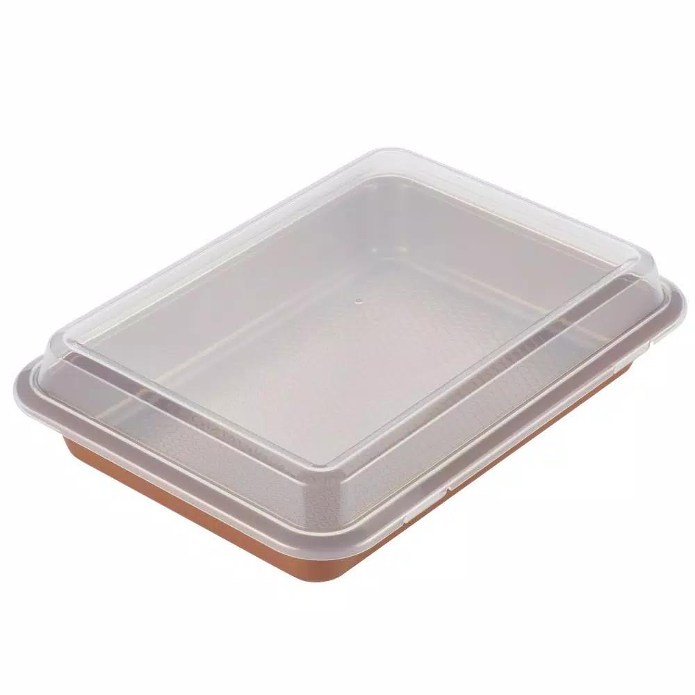 Ayesha Curry 9 x 13 in. Copper Nonstick Steel Cake Pan with Plastic Lid