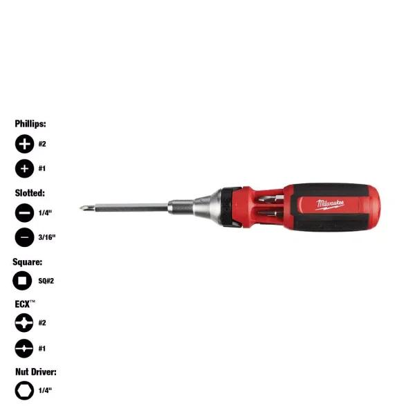 Milwaukee 9-in-1 ECX Drive Ratcheting Multi-Bit Screwdriver Set