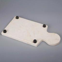Creative Home 12 x 6 in. Natural Champagne Marble Cheese Board - Beige Octagonal Serving Tray thumbnail 2