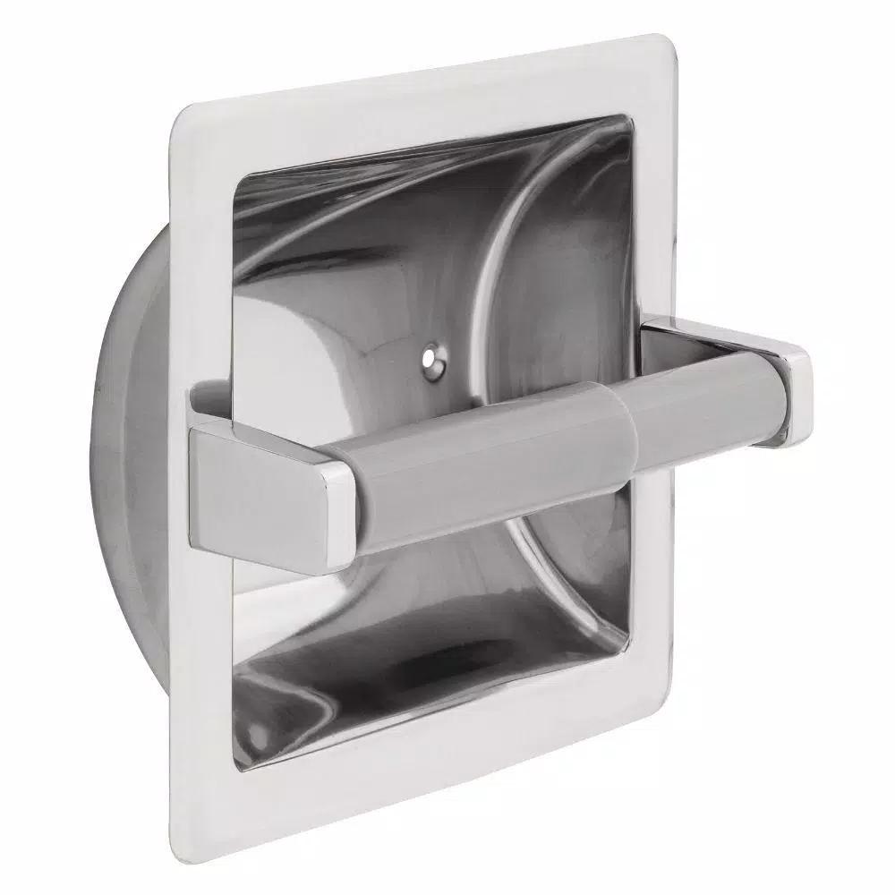 Franklin Brass Recessed Toilet Paper Holder and Dispenser, Bright Stainless Steel