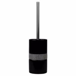 Unbranded Black Ceramic Luxury Toilet Brush Holder with Sequin Accents and Stainless Steel Handle thumbnail 1