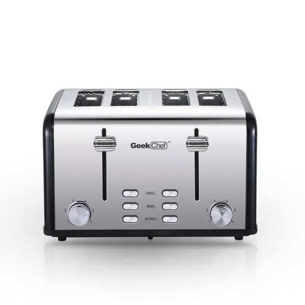 Boyel Living 1650W 4-Slice Wide Slot Toaster with Dual Independent Control Panels, Stainless Steel