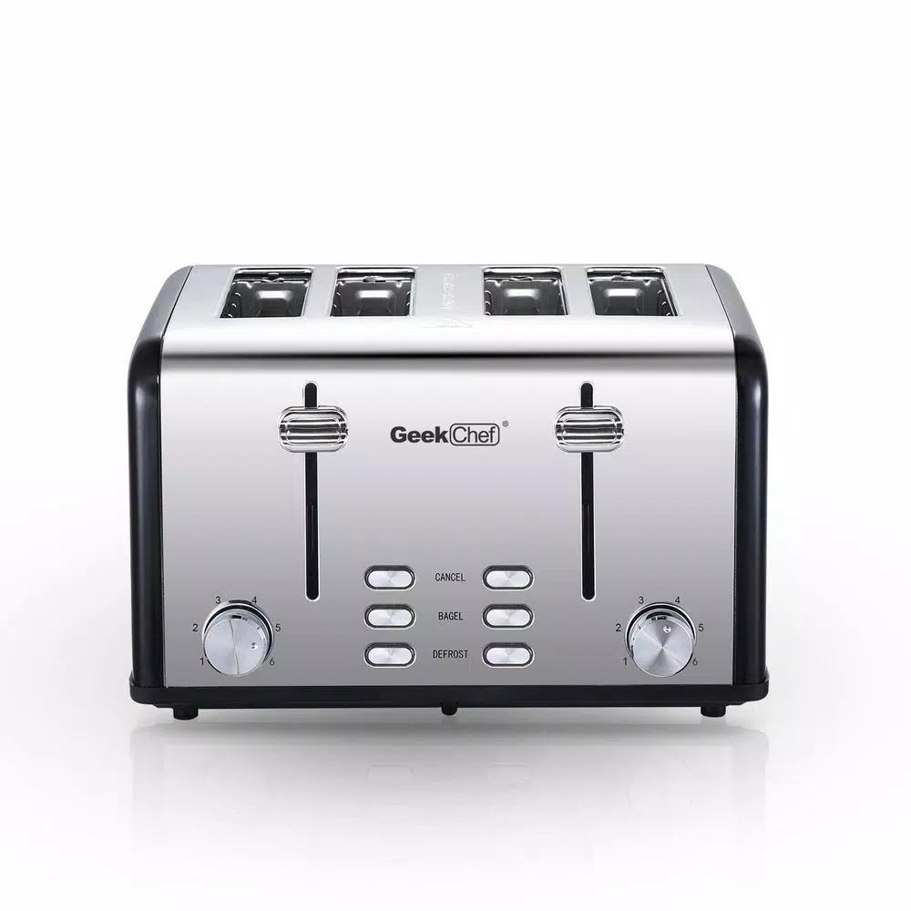 Boyel Living 1650W 4-Slice Wide Slot Toaster with Dual Independent Control Panels, Stainless Steel
