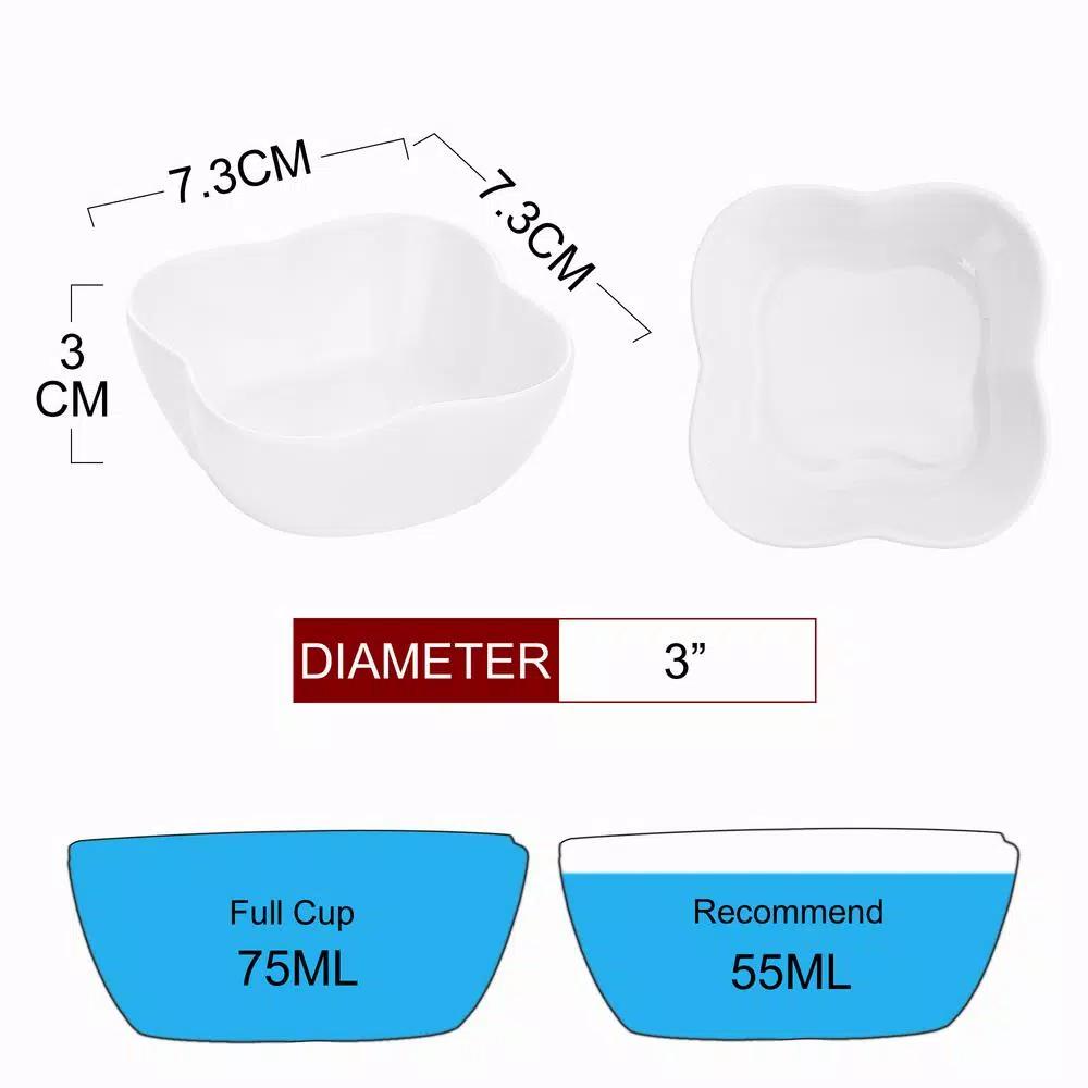 MALACASA 3 in. White Porcelain Ramekins Set of 12, Ceramic Serving Bowls for Creme Brulee and Dipping Sauces
